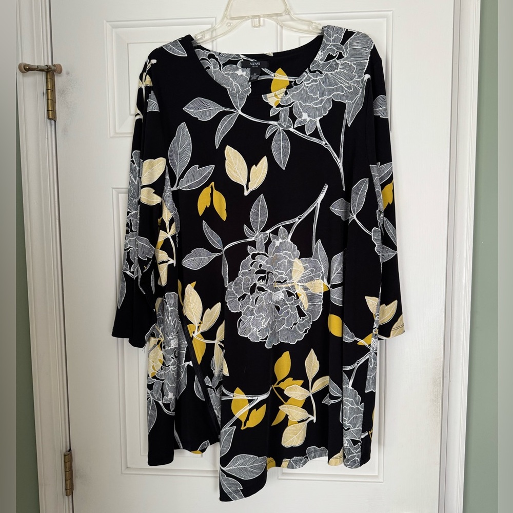 Alfani Black and Gold Floral Top